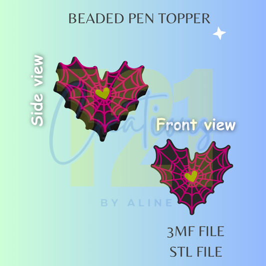 WEB HEART PEN TOPPER STL FILE