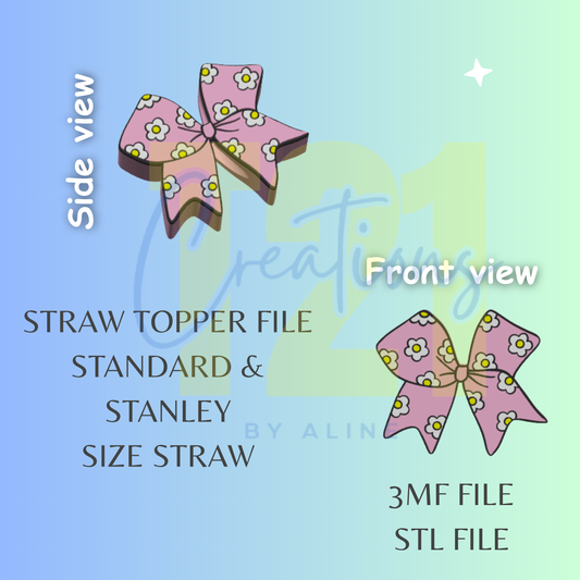 FLOWER BOW STRAW TOPPER STL FILE