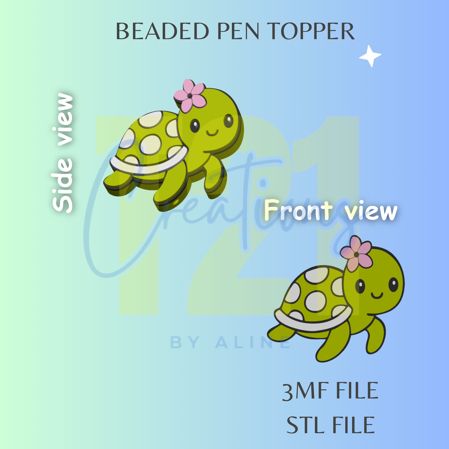 TURTLE PEN TOPPER STL FILE