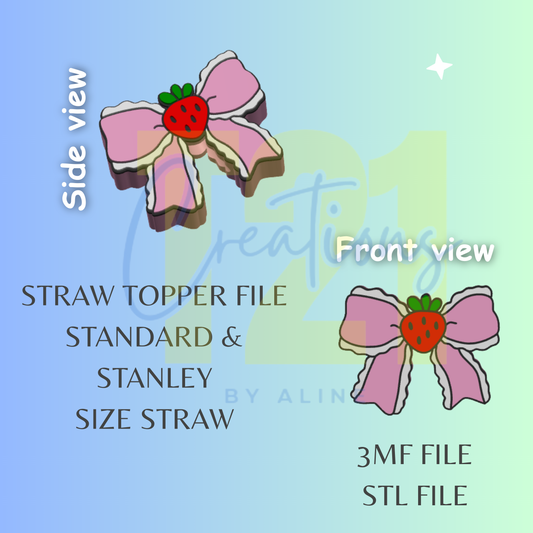 STRAWBERRY BOW STRAW TOPPER STL FILE