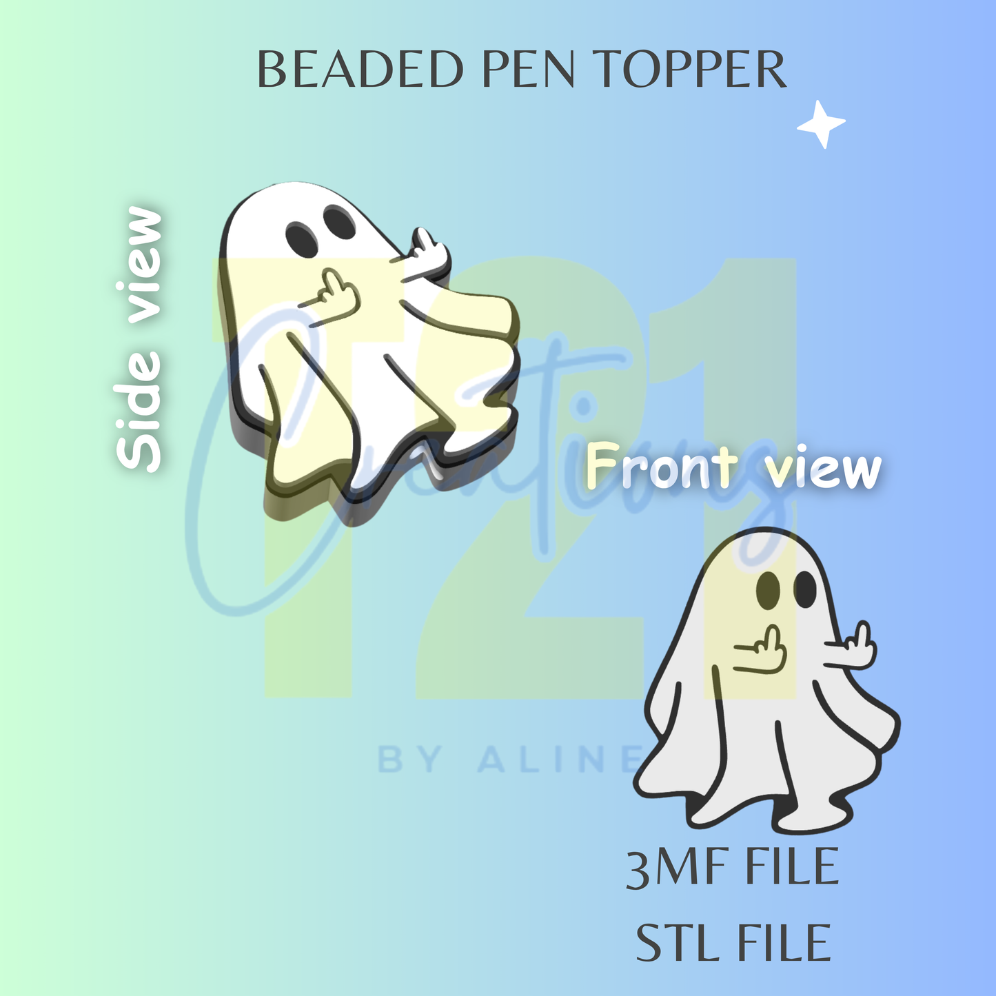 SASSY GHOST PEN TOPPER STL FILE