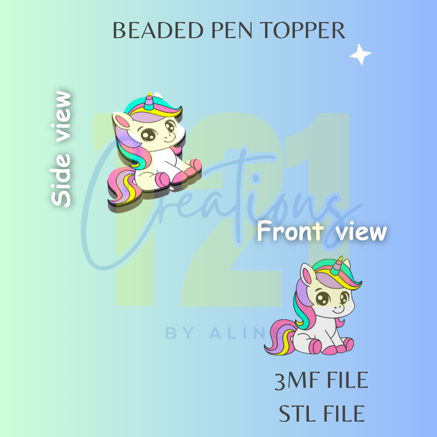 UNICORN PEN TOPPER STL FILE