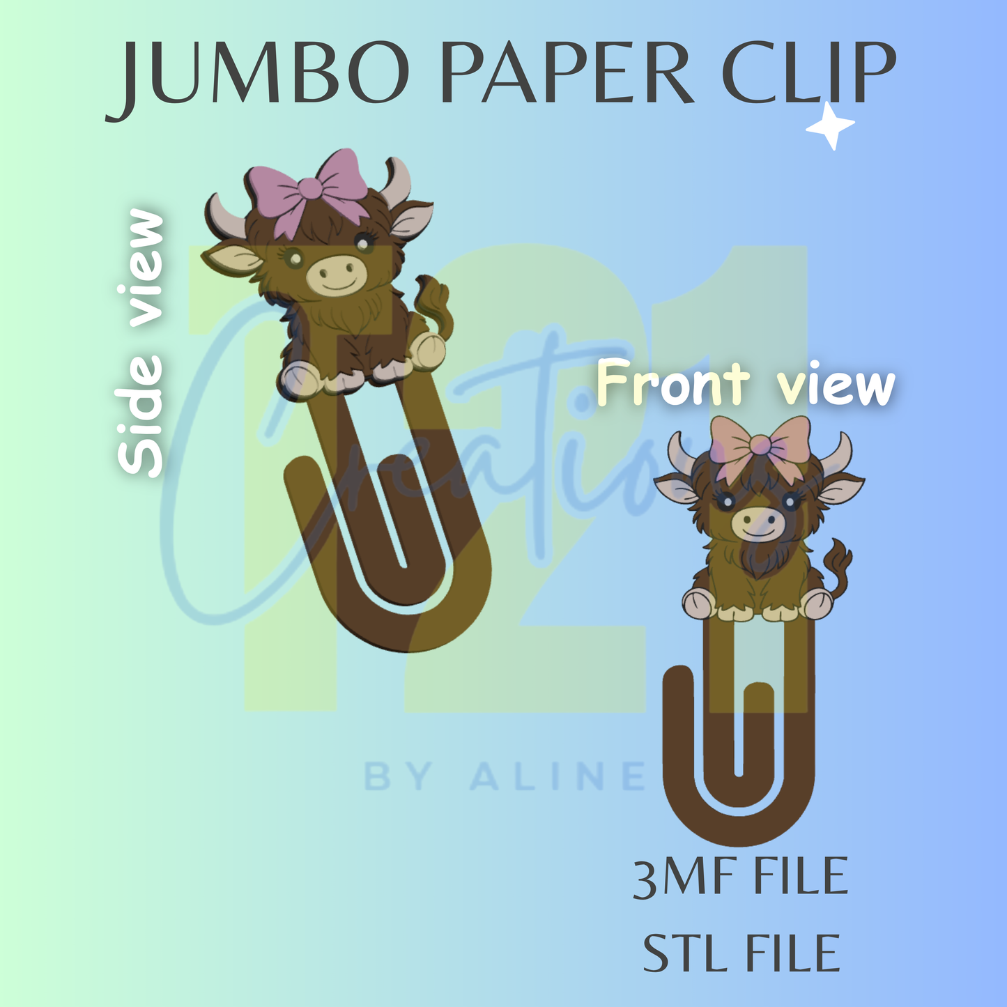COQUETTE COW JUMBO PAPER CLIP STL FILE