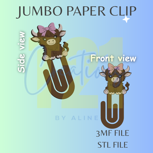 COQUETTE COW JUMBO PAPER CLIP STL FILE
