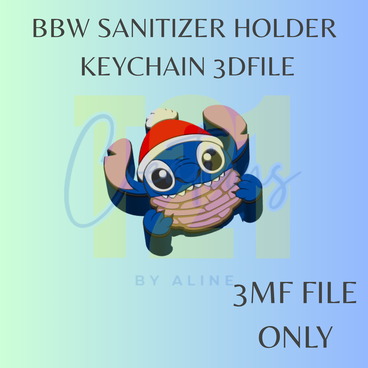 XMAS BLUE ALIEN BBW SANITIZER KEYCHAIN 3MF FILE