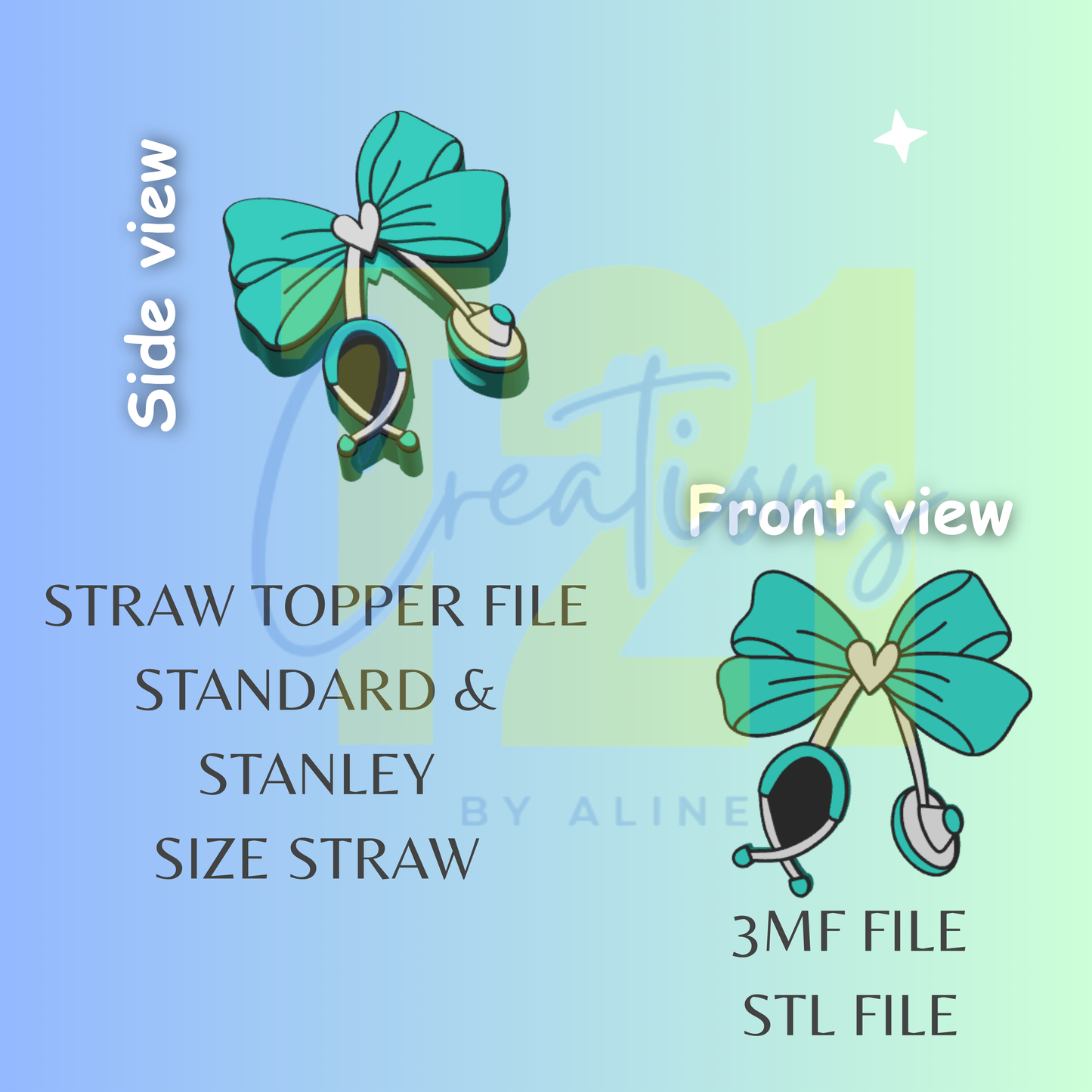 MEDICAL BOW STRAW TOPPER STL FILE