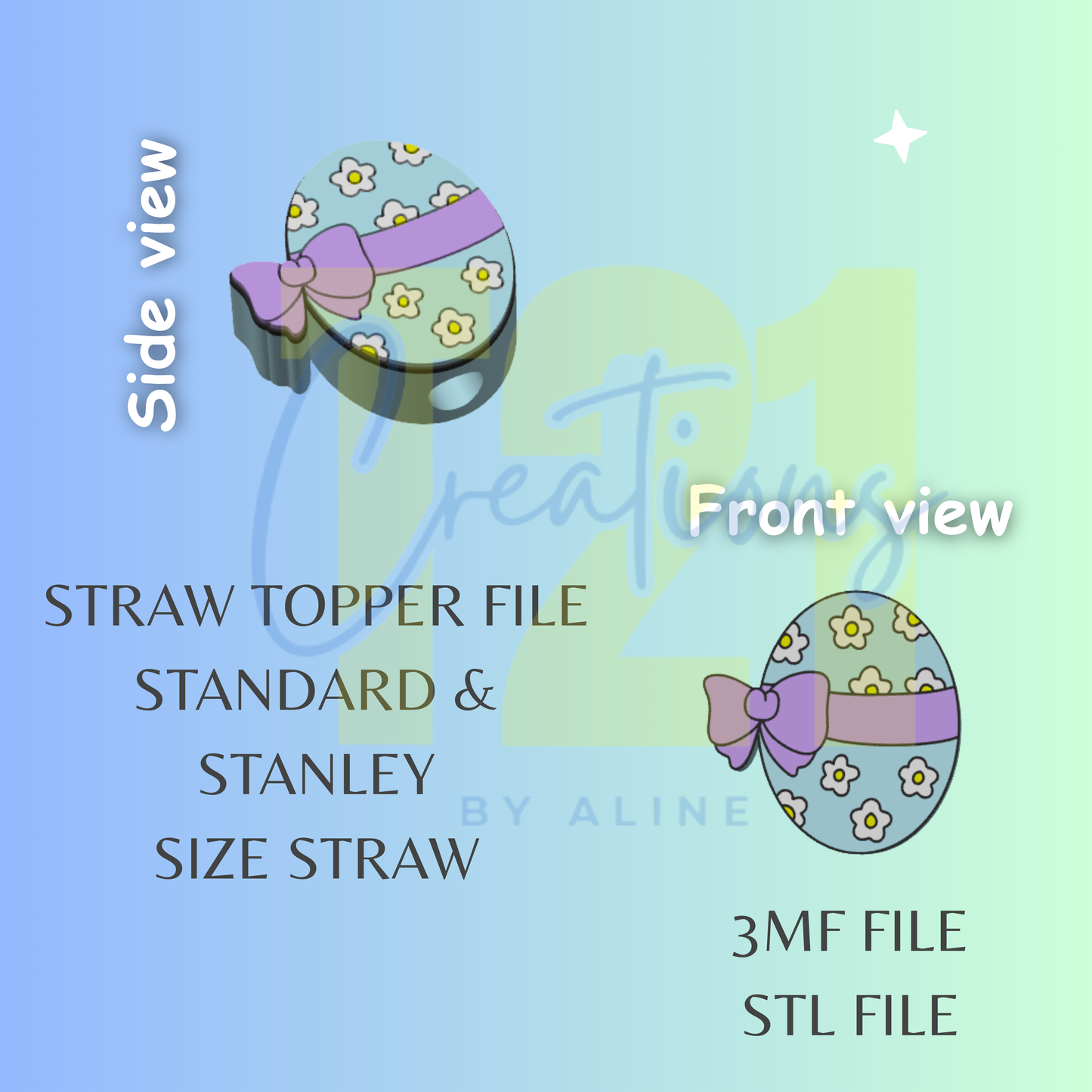COQUETTE EGG STRAW TOPPER STL FILE