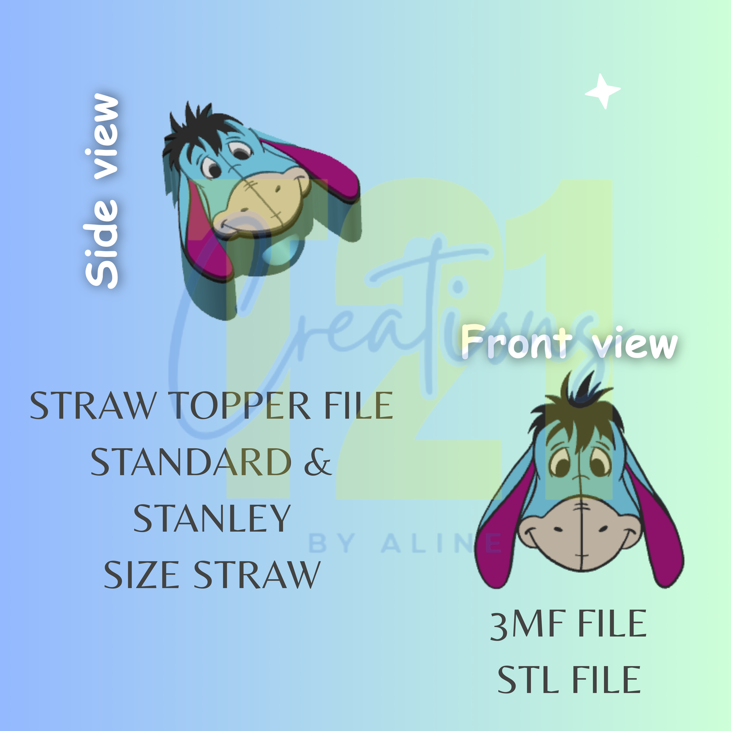 DONKEY STRAW TOPPER STL FILE