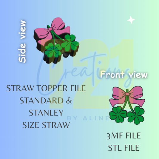 CLOVER CHERRIES STRAW TOPPER STL FILE