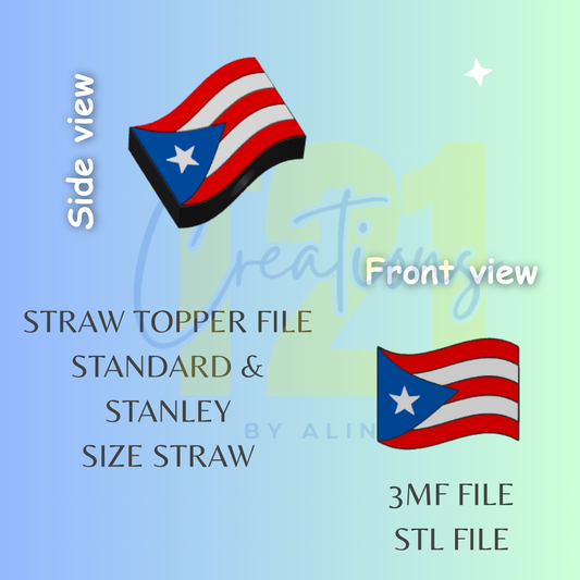 PR FLAG STRAW TOPPER STL FILE
