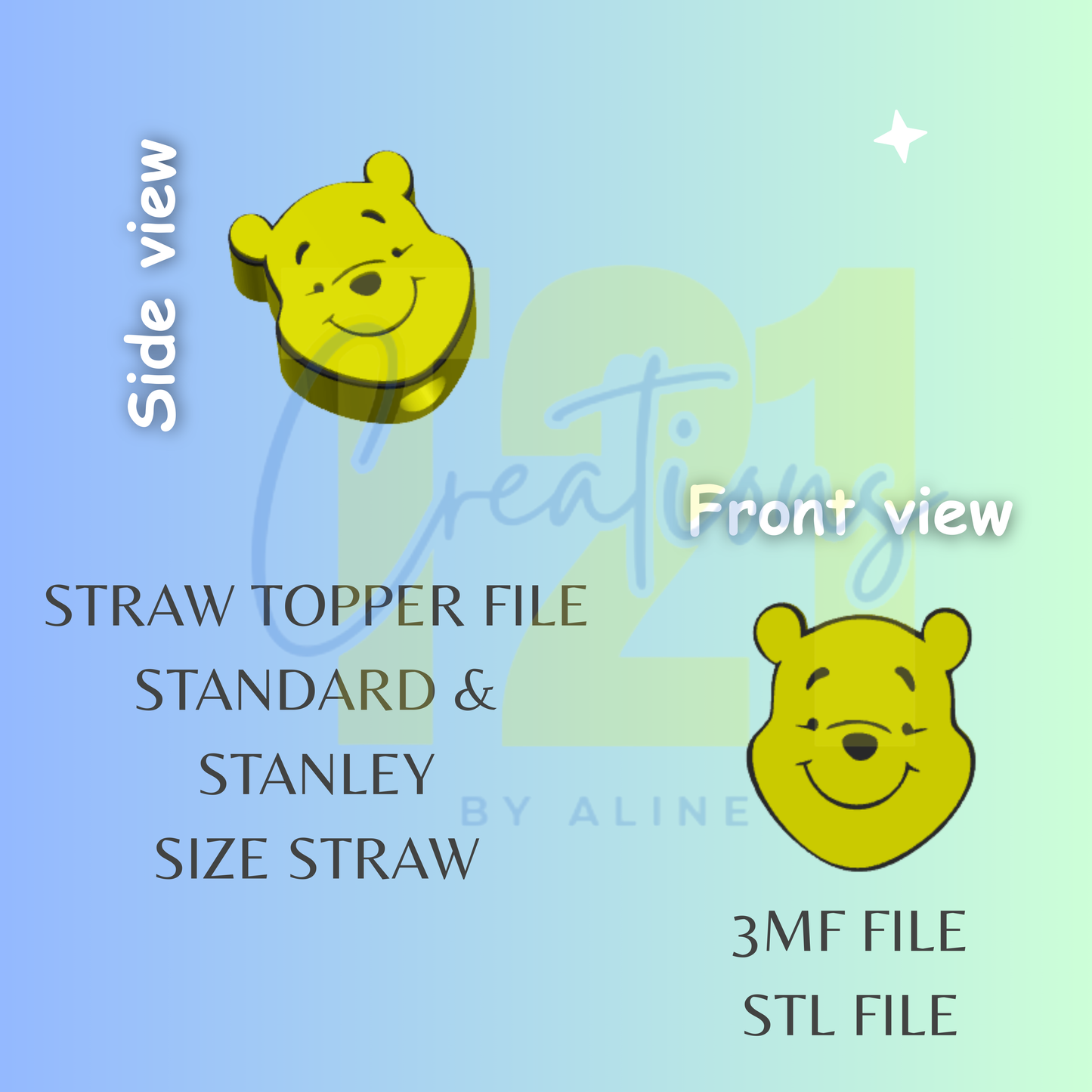 YELLOW BEAR STRAW TOPPER STL FILE