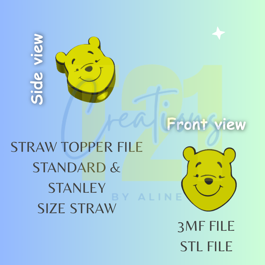 YELLOW BEAR STRAW TOPPER STL FILE
