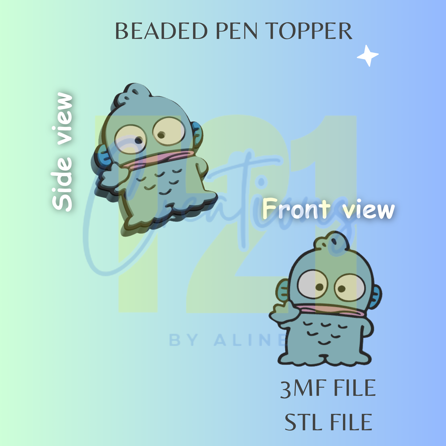 KAWAII FISH PEN TOPPER STL FILE