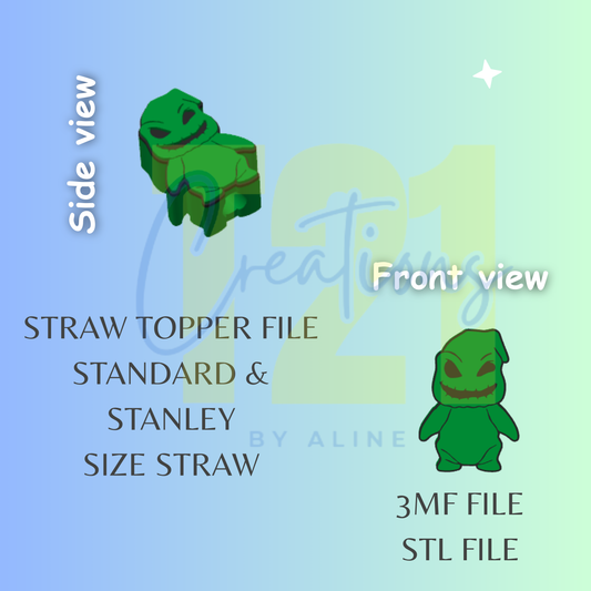 GREEN MONSTER STRAW TOPPER STL FILE