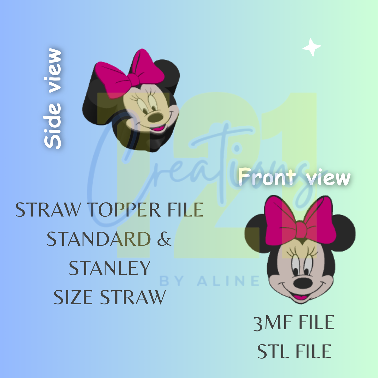 GIRL MOUSE STRAW TOPPER STL FILE