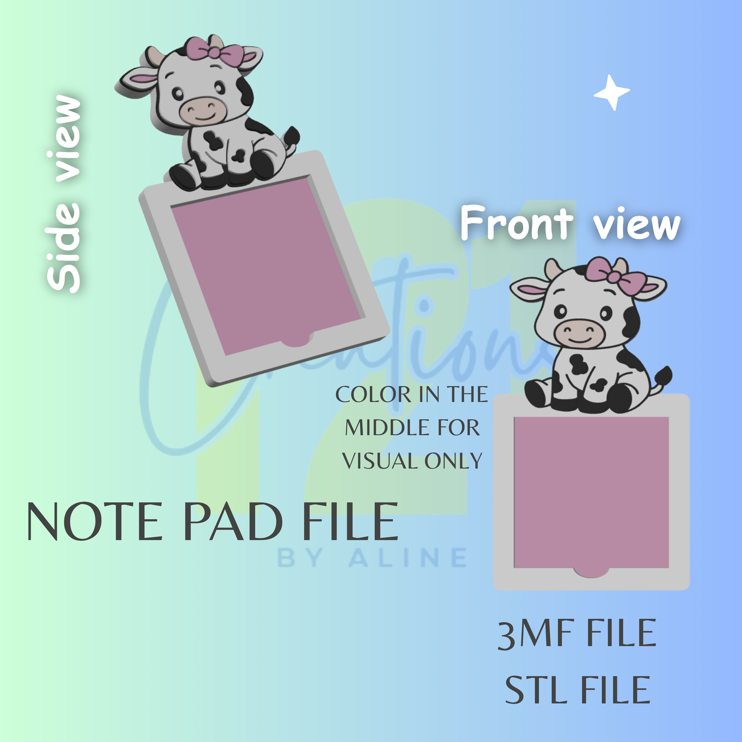 TRADITIONAL COW NOTE PAD STL FILE