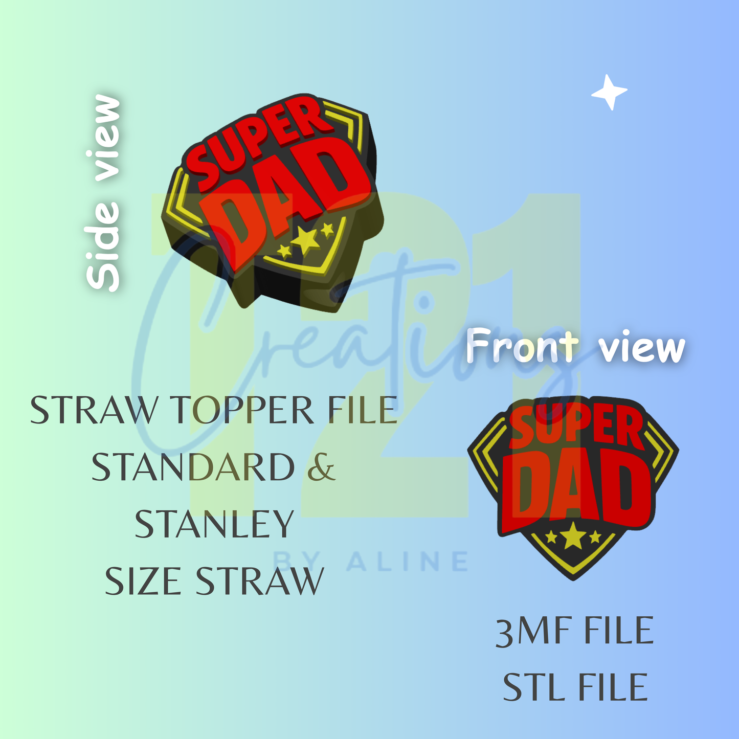 SUPER DAD TOPPER STL FILE