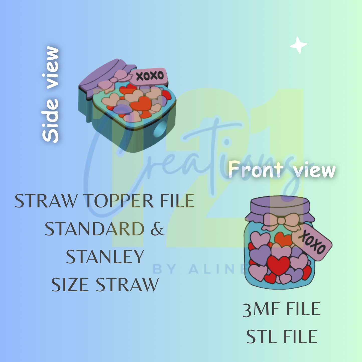 LOVE JAR STRAW TOPPER STL FILE