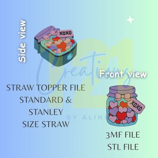 LOVE JAR STRAW TOPPER STL FILE