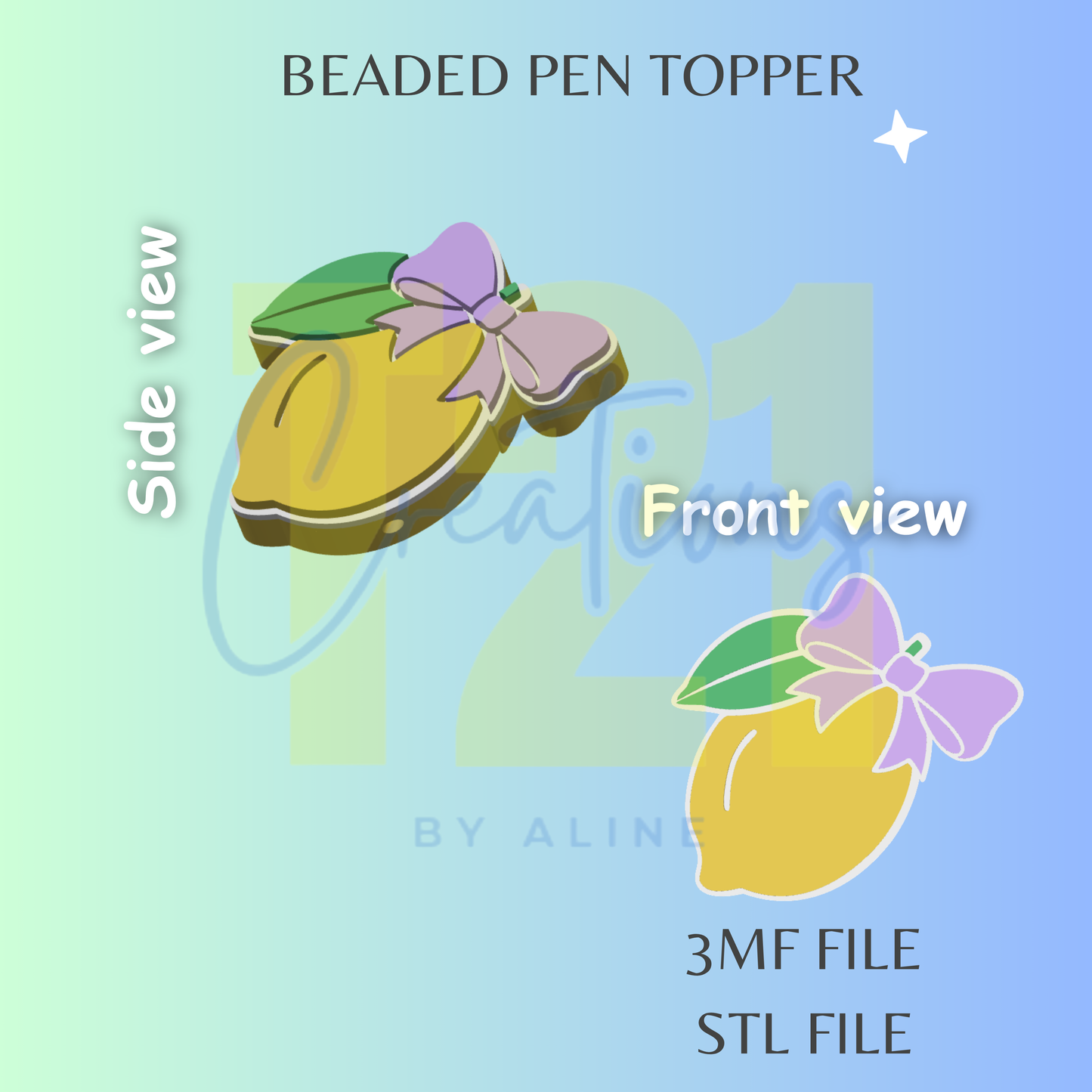COQUETTE LEMON PEN TOPPER STL FILE
