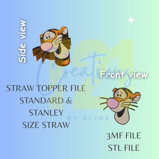 TIGER STRAW TOPPER STL FILE