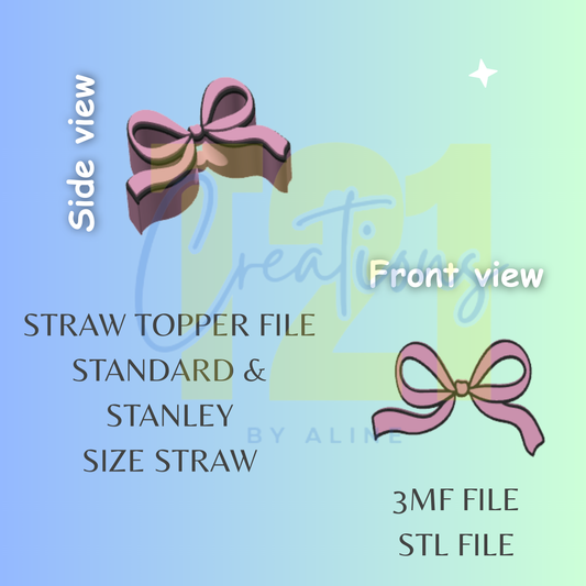 THIN BOW STRAW TOPPER STL FILE