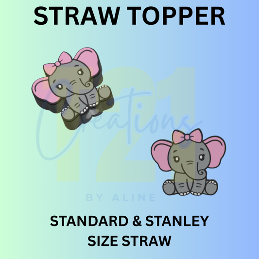 GIRL ELEPHANT STRAW TOPPER