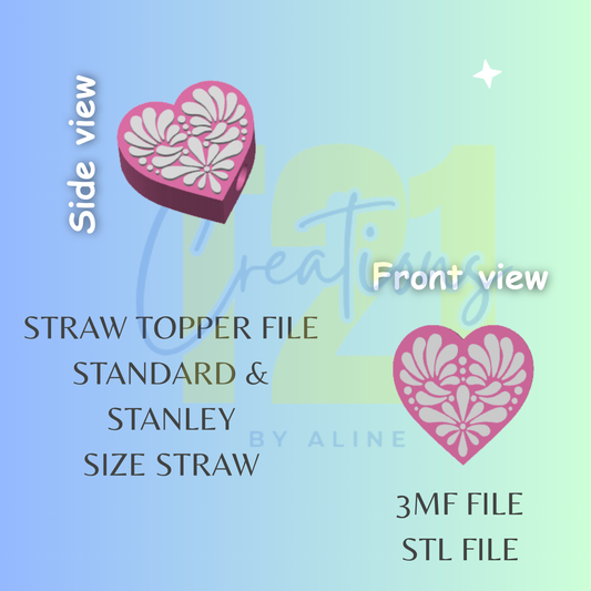 TALAVERA HEART STRAW TOPPER STL FILE