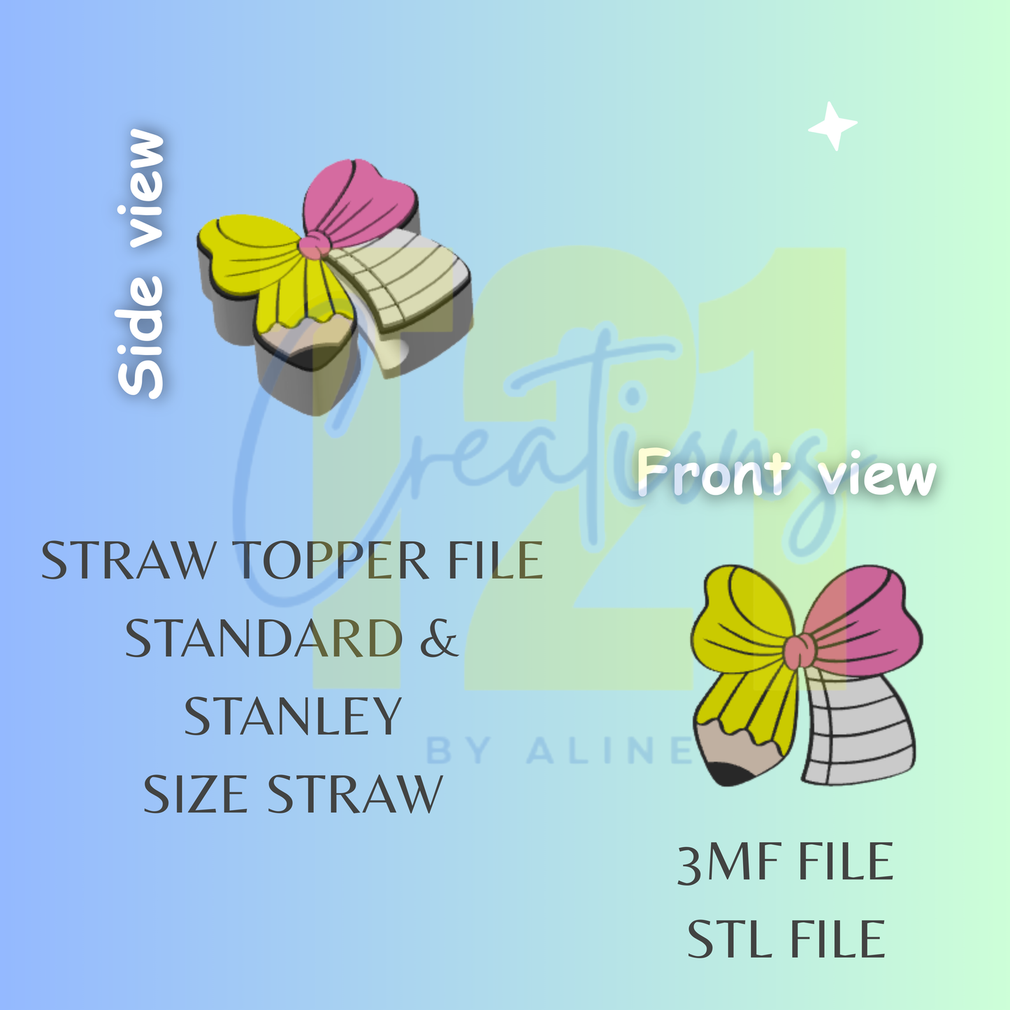 SCHOOL BOW STRAW TOPPER STL FILE