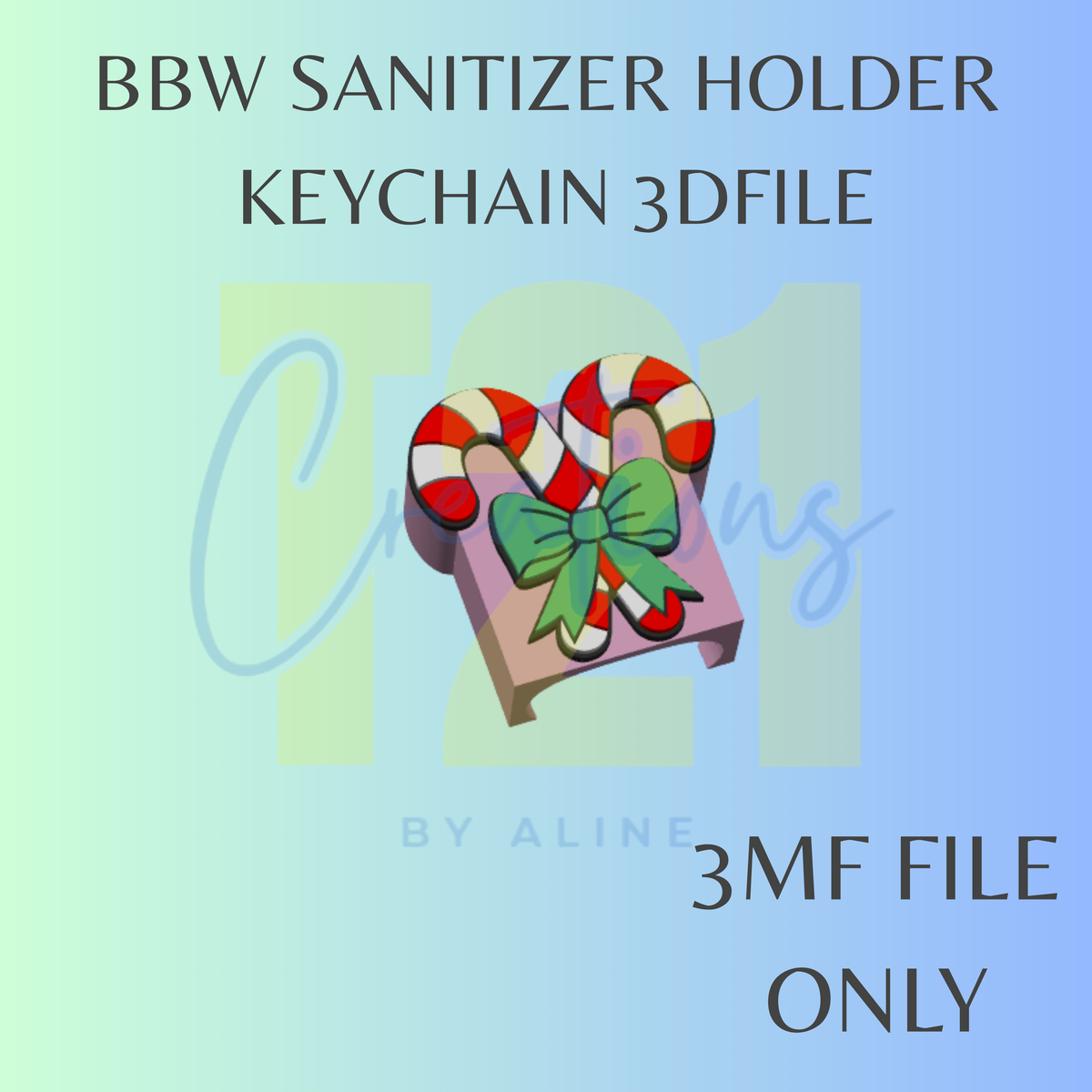 CANDY CANE BBW SANITIZER KEYCHAIN 3MF FILE