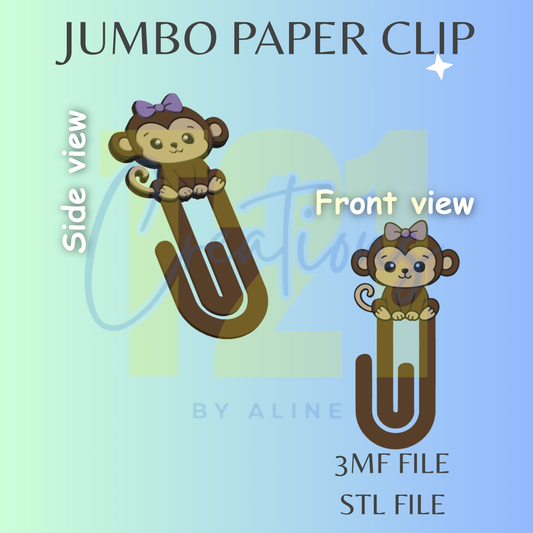 MONKEY JUMBO PAPER CLIP STL FILE