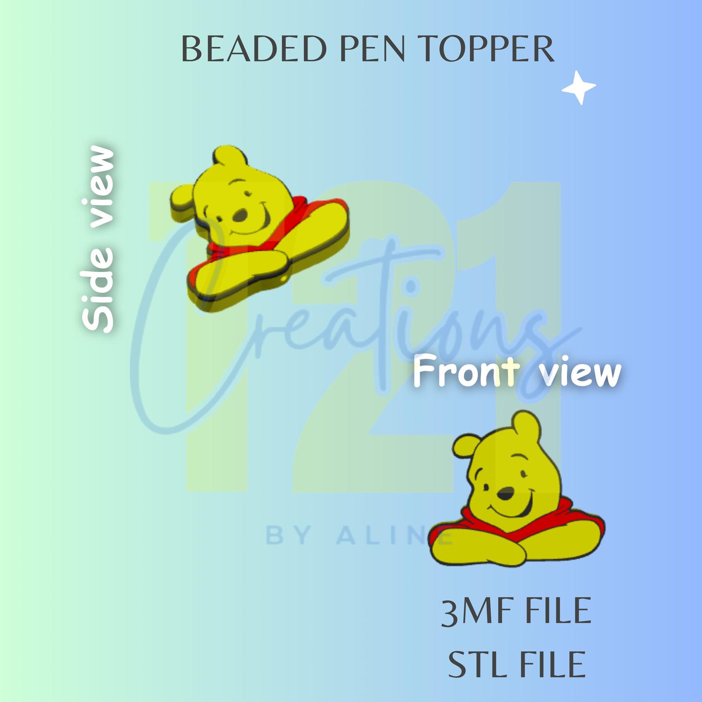 YELLOW BEAR PEN TOPPER STL FILE