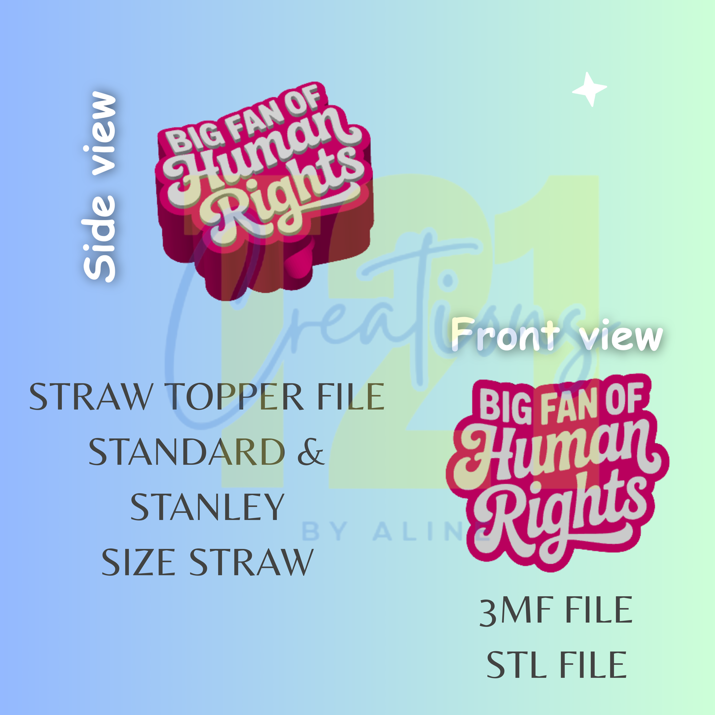 HUMAN RIGHTS STRAW TOPPER STL FILE