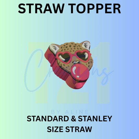 BUBBLE CHEETAH STRAW TOPPER