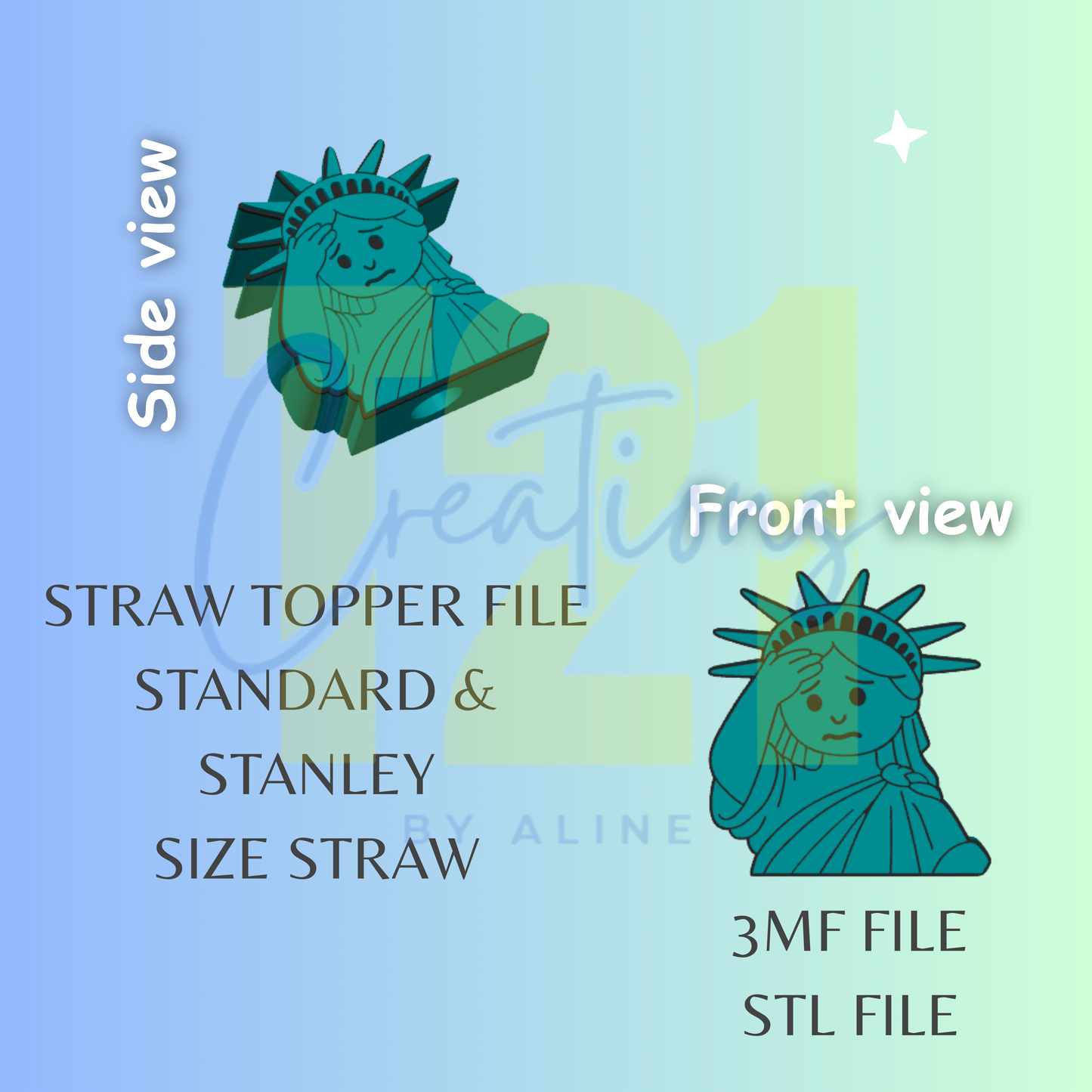 LADY LIBERTY STRAW TOPPER STL FILE