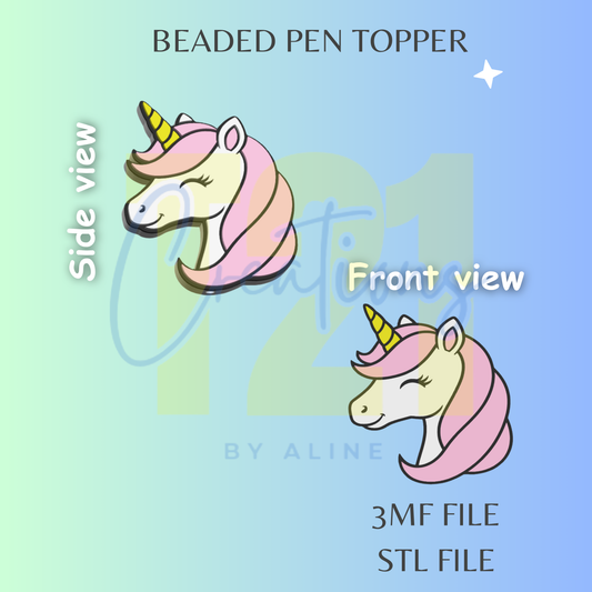 UNICORN 2 PEN TOPPER STL FILE