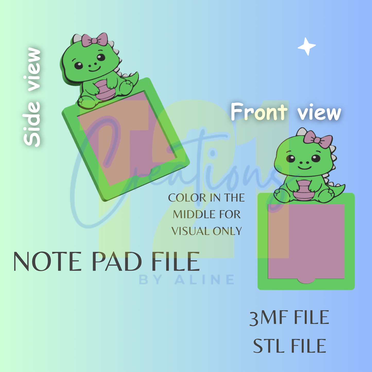 DINO NOTE PAD STL FILE
