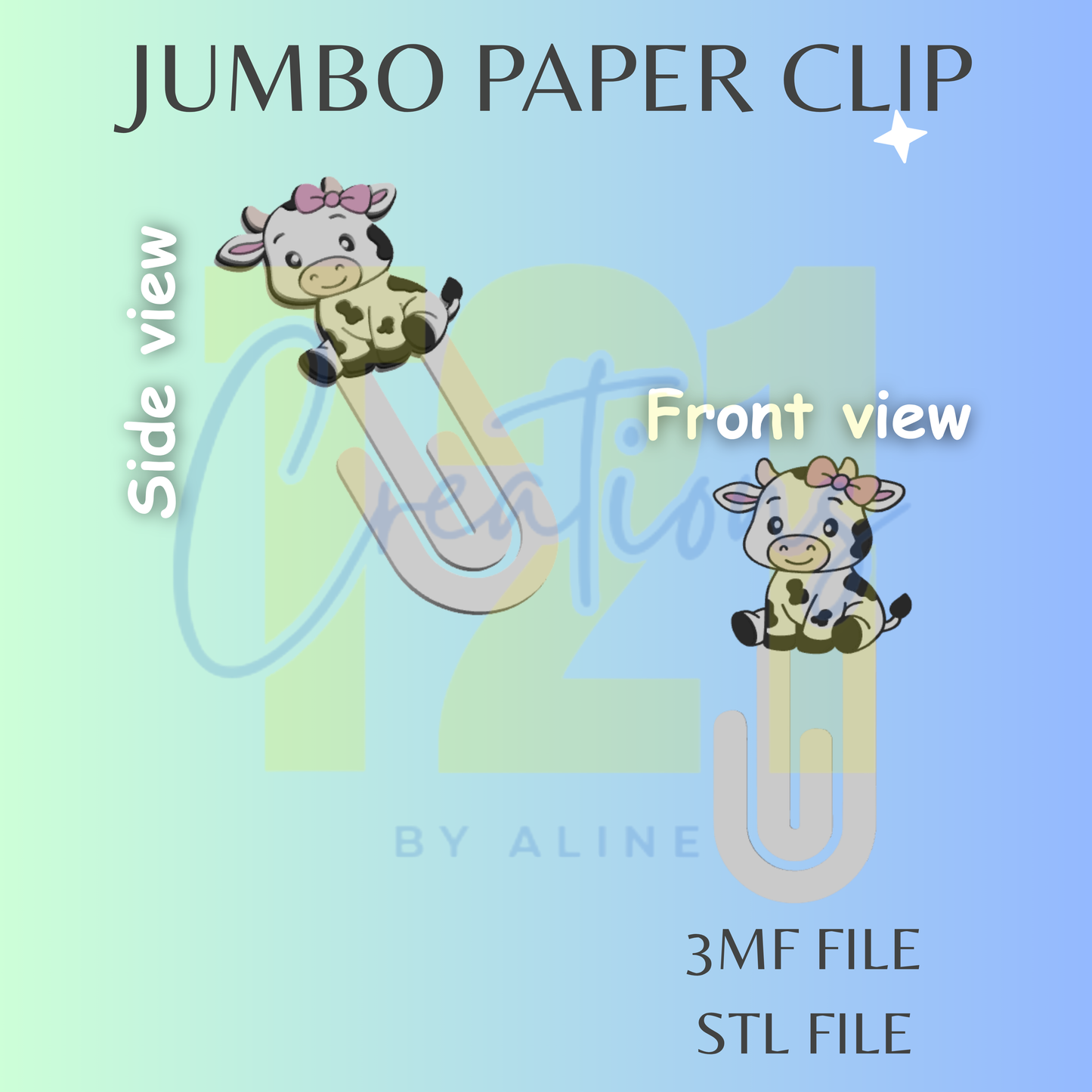 TRADITIONAL COW JUMBO PAPER CLIP STL FILE