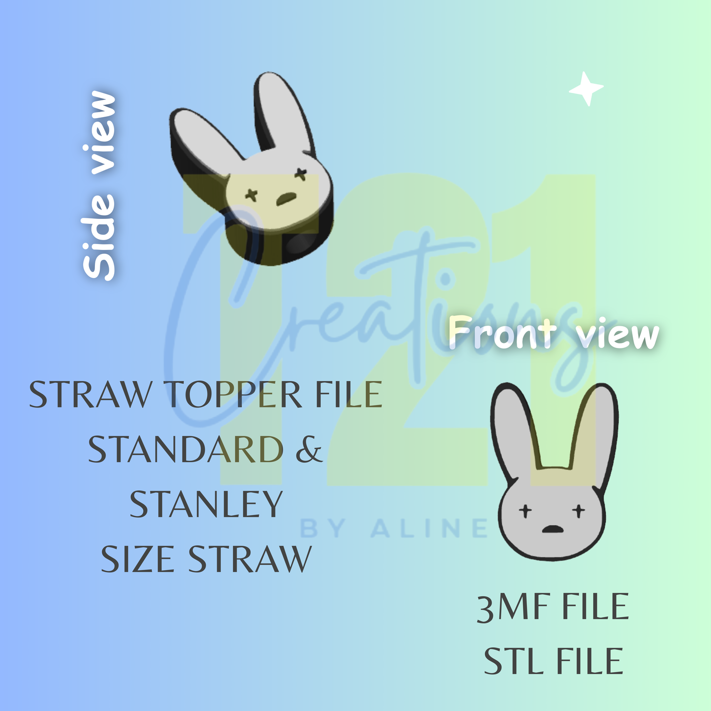 BAD BUNNY STRAW TOPPER STL FILE
