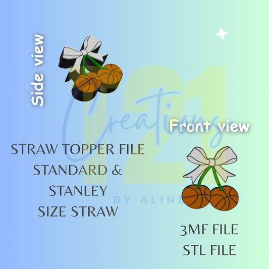 BASKETBALL CHERRIES STRAW TOPPER STL FILE