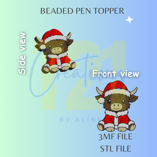 XMAS COW PEN TOPPER STL FILE