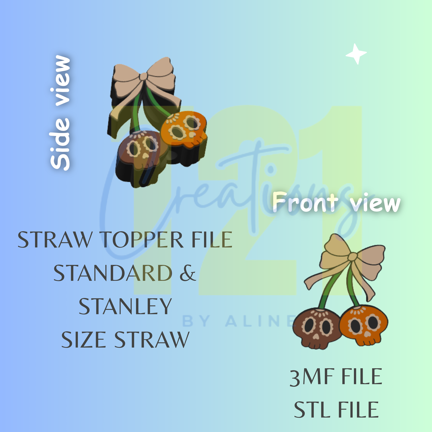 CALAVERA CHERRIES STRAW TOPPER STL FILE