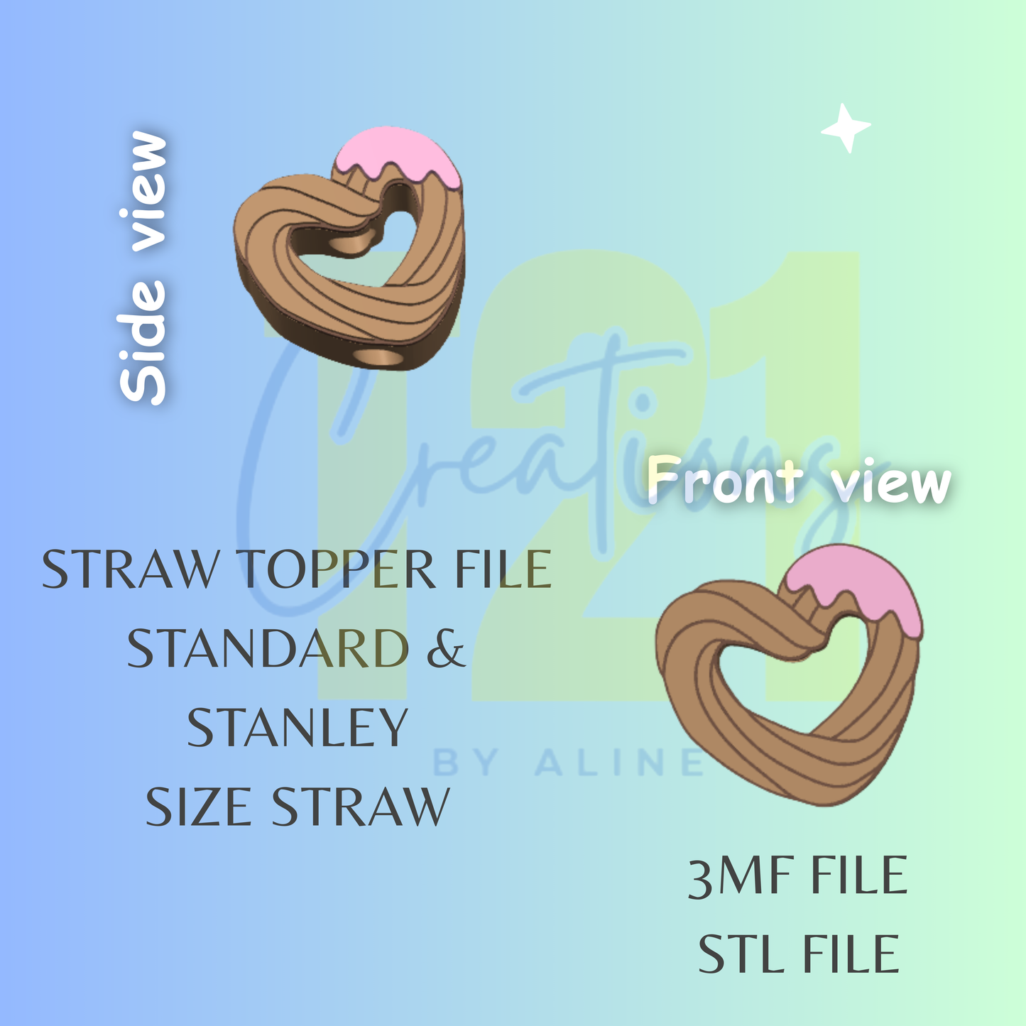 CHURRO STRAW TOPPER STL FILE
