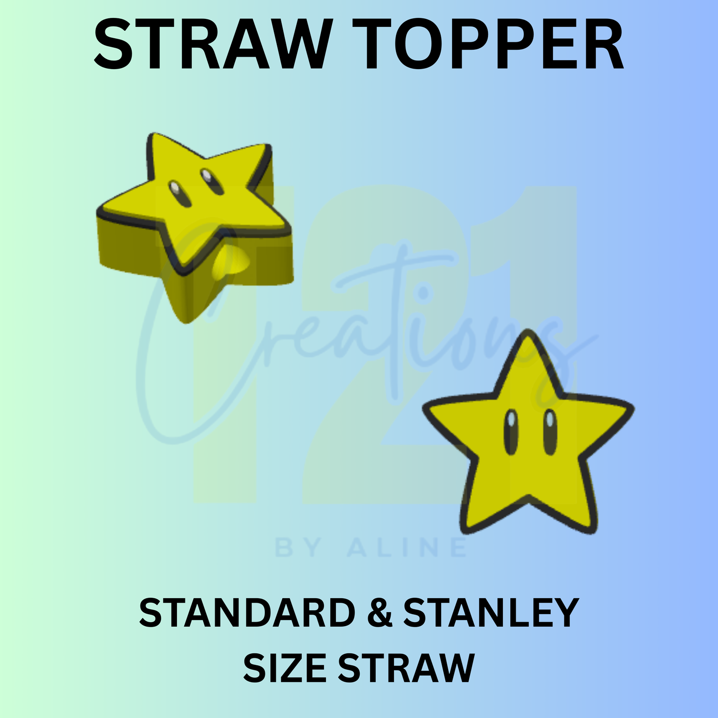 YELLOW STAR STRAW TOPPER