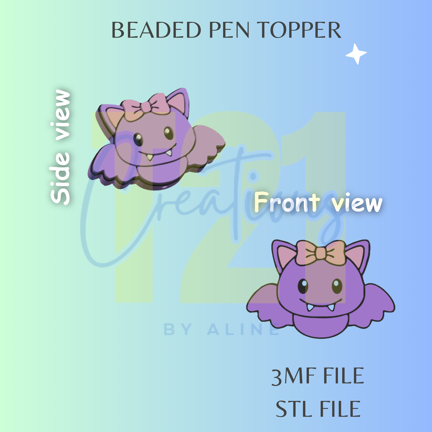 COQUETTE BAT PEN TOPPER STL FILE