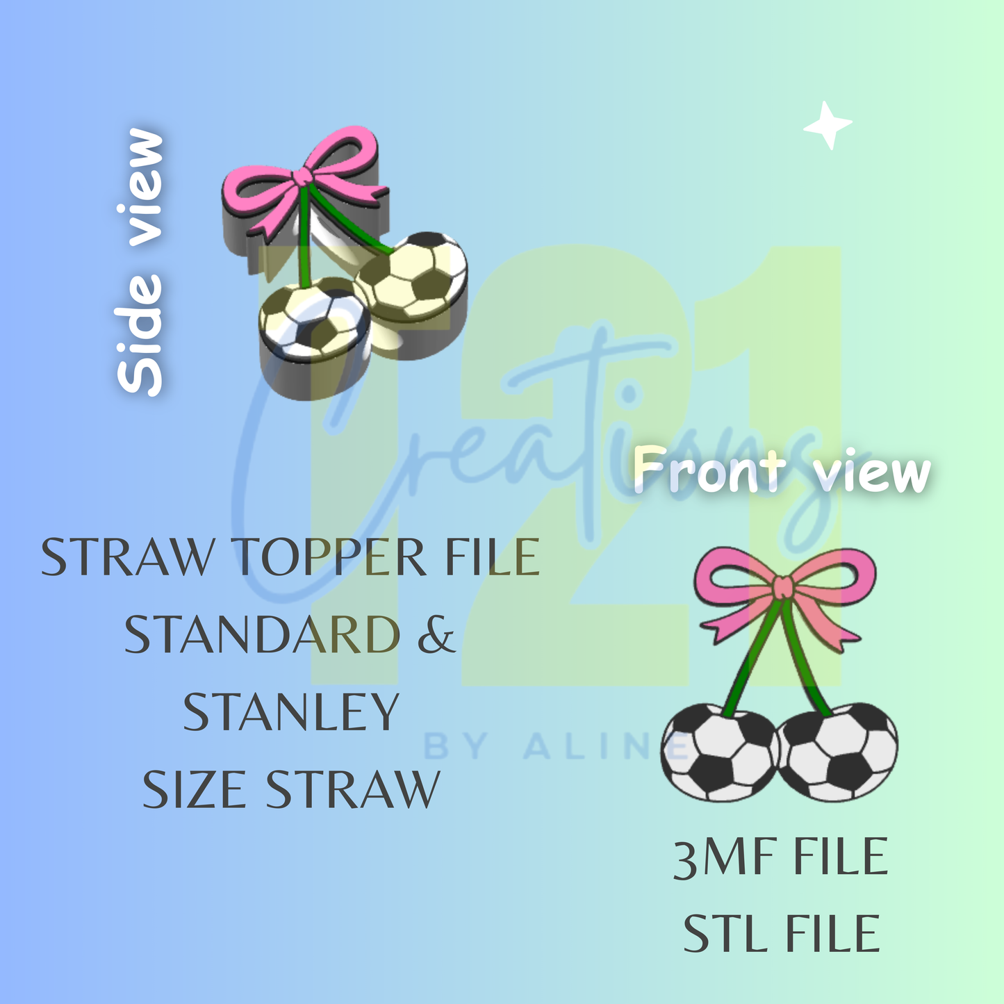 SOCCER CHERRIES STRAW TOPPER STL FILE