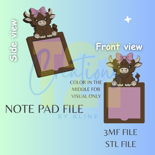 COQUETTE COW NOTE PAD STL FILE