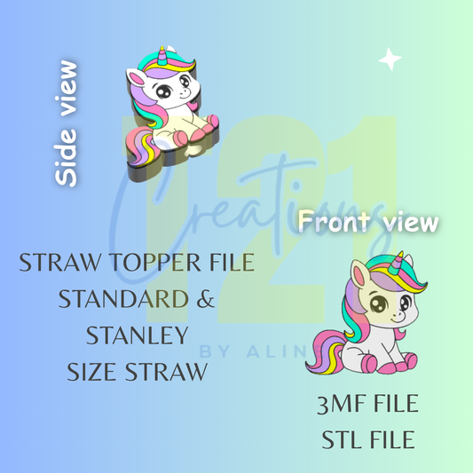 UNICORN STRAW TOPPER STL FILE