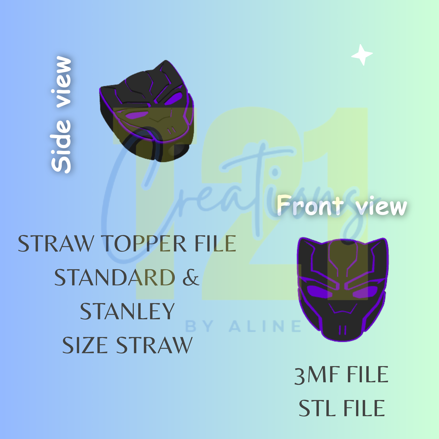 PANTHER GUY STRAW TOPPER STL FILE