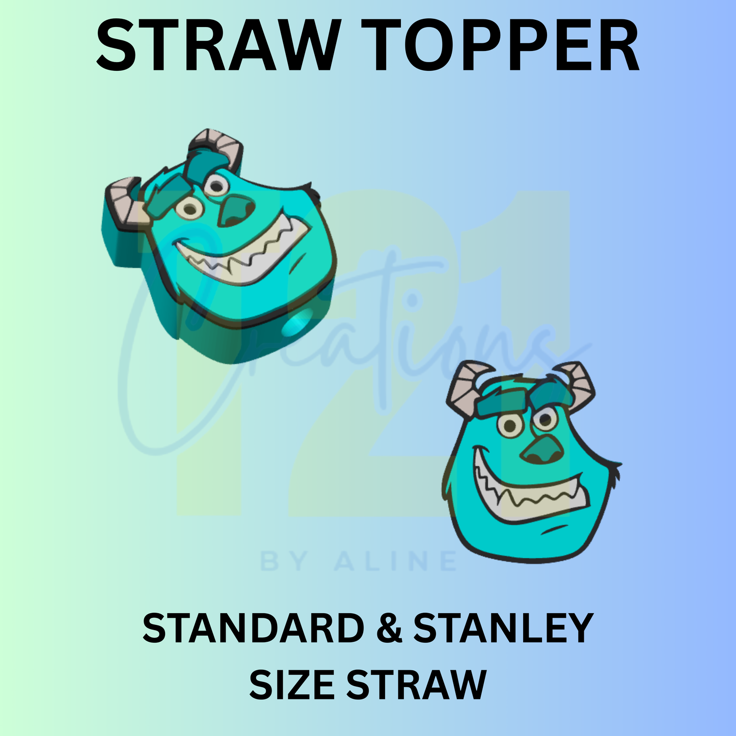 TEAL MONSTER STRAW TOPPER